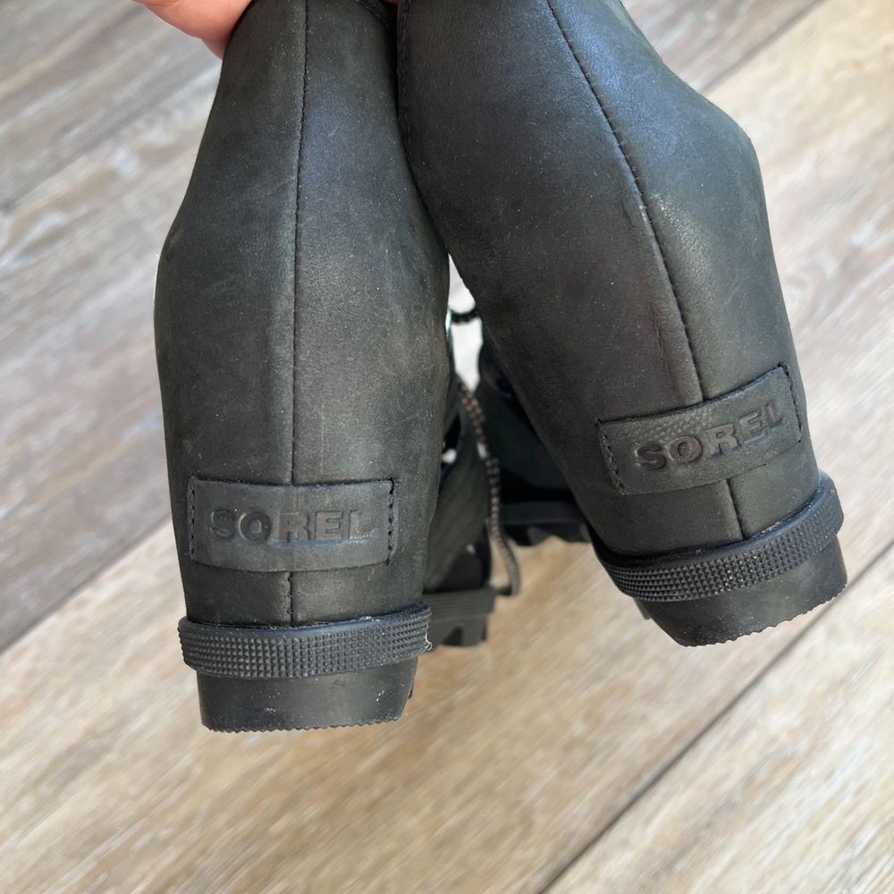 Sorel platform wedge Black Women's Sandals sz 8 EUC - Picture 5 of 8